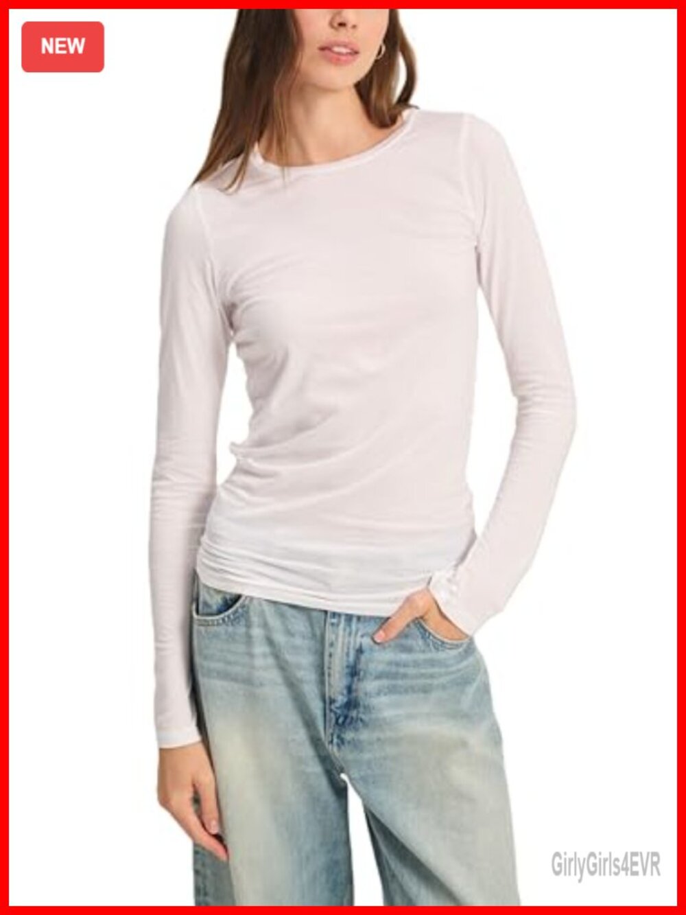 Gauzy Whisper Knit Long Sleeve Crewneck Tee Easy Layering